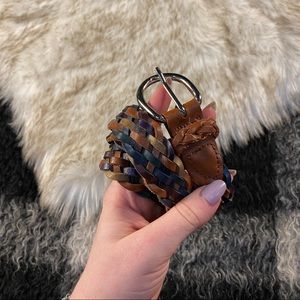 Vintage braided colorful leather belt S